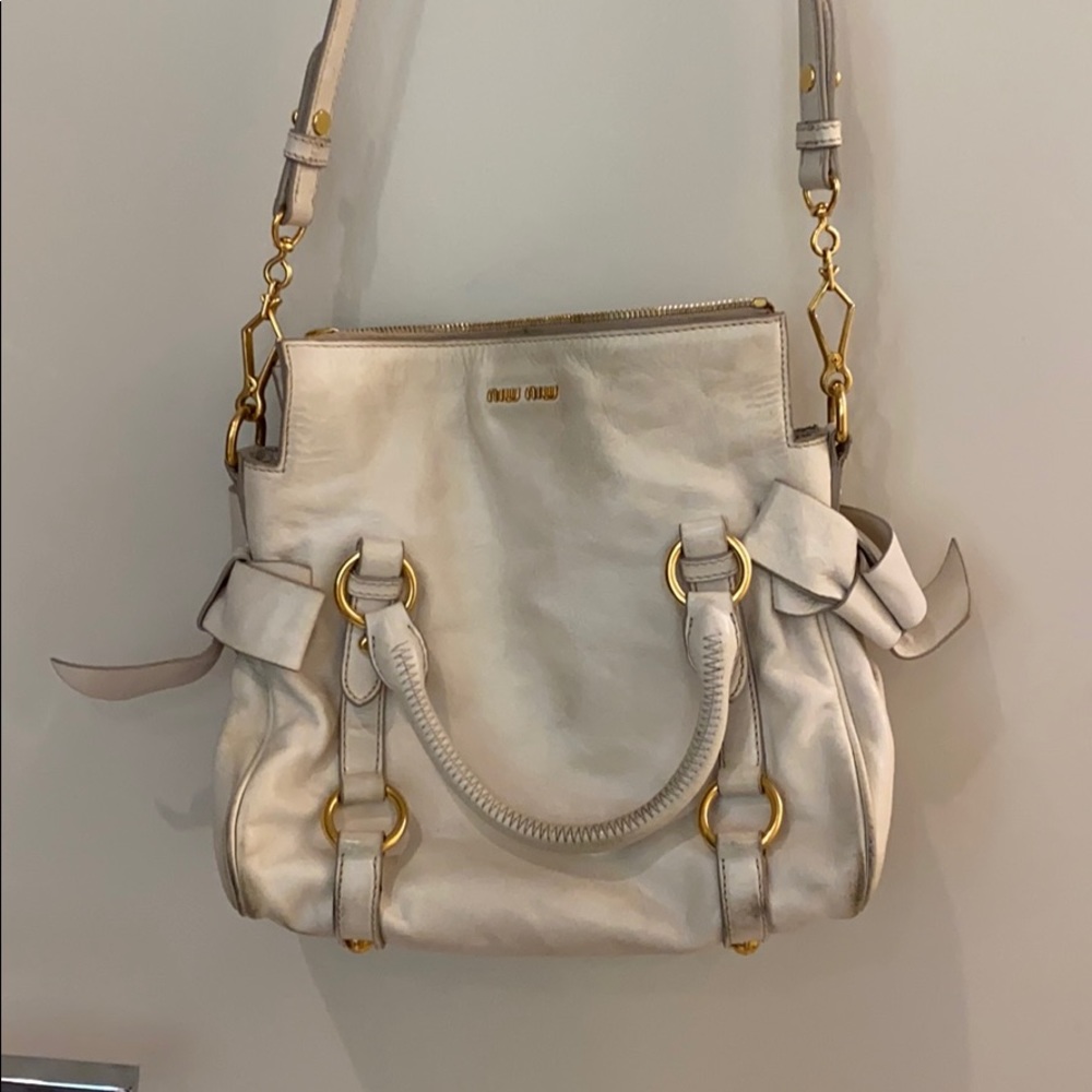 Miu miu Vitello bow bag, off white